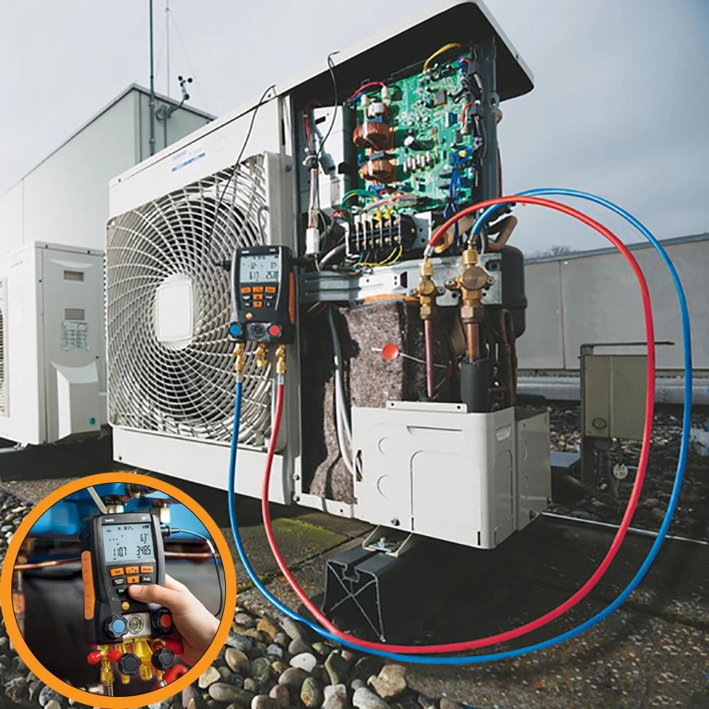 Manómetro digital para sistema de climatización, kit de pruebas LCD Testo 549, herramientas de aire acondicionado HVAC