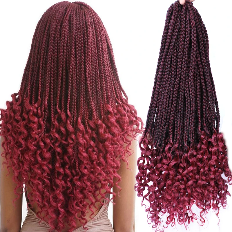 22 Strands Crochet Hair Box Braids Curly Ends Wave Crochet Box Braid Hair 18 "ombre Synthetic Braiding Hair Extensions Black Red
22 Strands Crochet Hair Box Braids Curly Ends Wave Crochet Box Braid Hair 18 "ombre Synthetic Braiding Hair Extensions Black Red