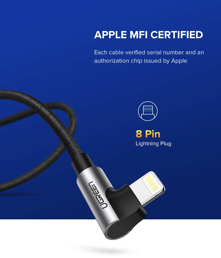 UGREEN MFi USB Lightning Cable for iPhone 11 Pro X Xs Max Fast Charge Data Cable for iPhone 8 7 6 6S Mobile Phone Charger Cable UGREEN MFi USB Lightning Cable for iPhone 11 Pro X Xs Max Fast Charge Data Cable for iPhone 8 7 6 6S Mobile Phone Charger Cable