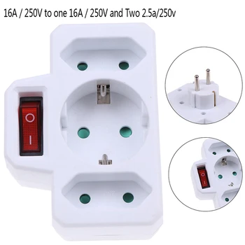 European Type Conversion Plug 1 TO 3 Way EU Standard Power Adapter Socket 16A Travel Plugs with switch
European Type Conversion Plug 1 TO 3 Way EU Standard Power Adapter Socket 16A Travel Plugs with switch
