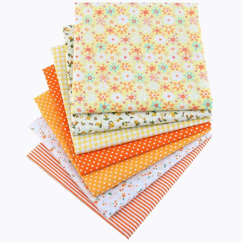 Фото Nanchuang 7pcs/Lot Yellow Thin Cotton Fabric Low Density Patchwork Cloth DIY Handmade Sewing Tissue Needlework Pattern 50x50cm | Дом и сад