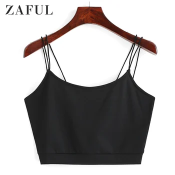 

ZAFUL Sexy Solid Color Crop Strappy Cami Top 2019 Spaghetti Strap Top Slim Fit Plain Tank Top Women Casual Short Camis Summer