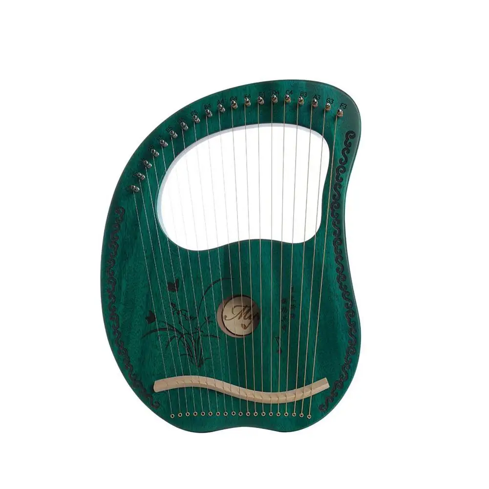 19 String Lyre Mahogany Instrument Quality Green Harp with Tuning Wrench Stringed Musical for Kids Adult Beginners | Спорт и