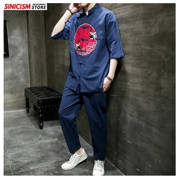 Sinicism Store Men 2020 Summer Loose Tracksuit Mens Casual Tshirt Tang Suit Sets Male Fashion Chinese Style Embroidery Clothing 
Sinicism Store Men 2020 Summer Loose Tracksuit Mens Casual Tshirt Tang Suit Sets Male Fashion Chinese Style Embroidery Clothing