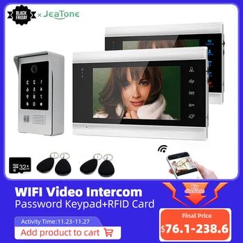 Jeatone Tuya smart 7 ‘’ WIFI intercoms for home indoor Monitor with Keypad/RFID Card Motion Detection remote control One TO Two
Jeatone Tuya smart 7 ‘’ WIFI intercoms for home indoor Monitor with Keypad/RFID Card Motion Detection remote control One TO Two