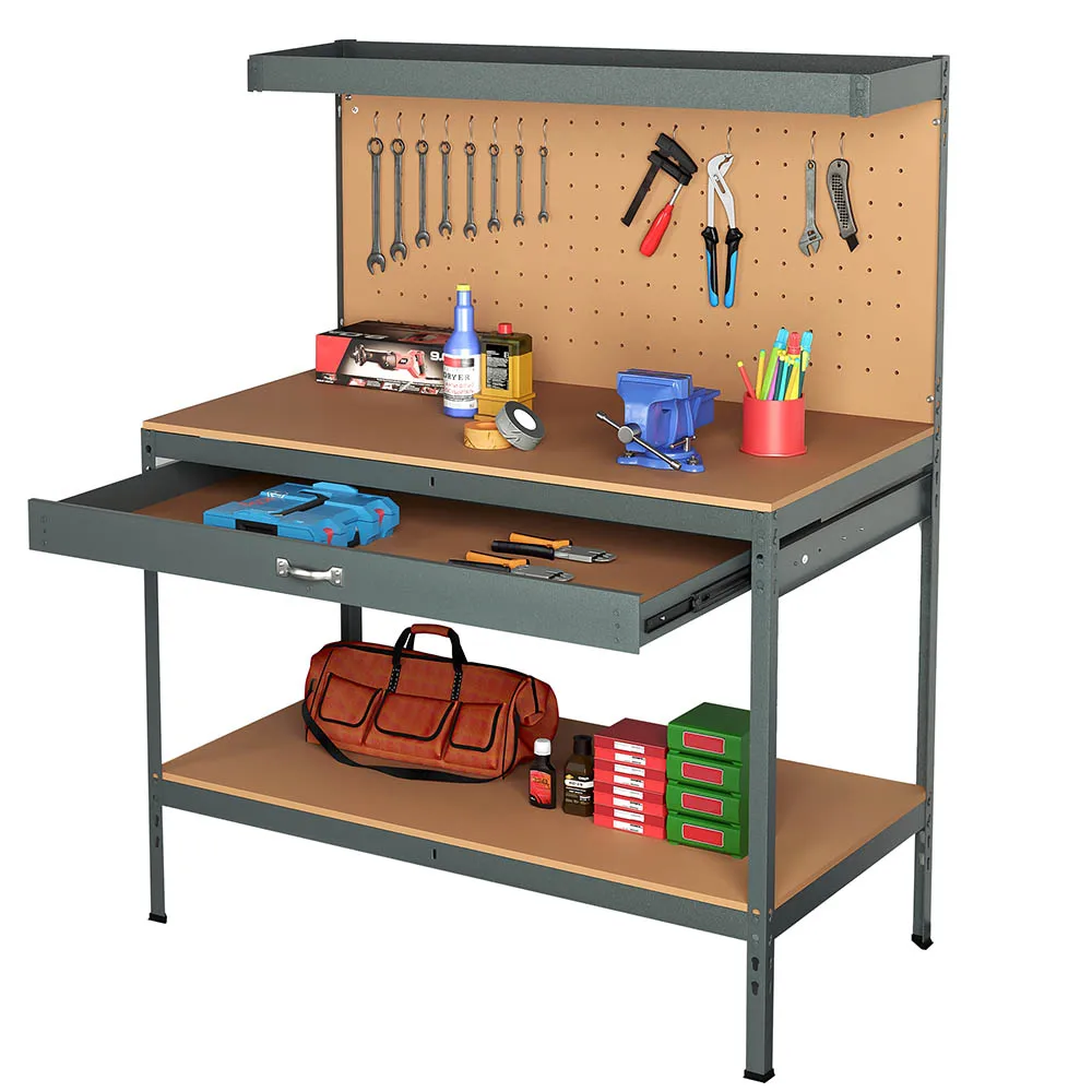 Steel Garage Work Bench Tool Storage Box Workbench Storage With Drawers Pegboard and 12 Pegs Shelf Boltless DIY Workshop Station
Steel Garage Work Bench Tool Storage Box Workbench Storage With Drawers Pegboard and 12 Pegs Shelf Boltless DIY Workshop Station