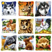Pestillo cojín de gancho Kit animales almohada caso Crochet Hobby y artesanías DIY hilo para bordado arte cojín funda búho sofá cama almohadas(China)
