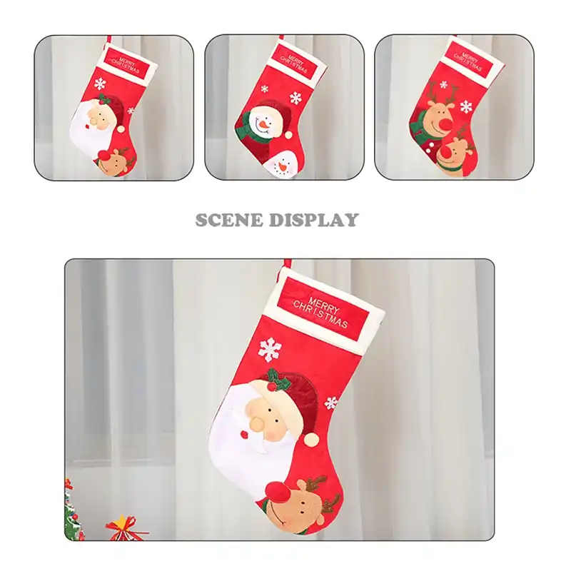 christmas stocking decoration gift bag santa claus elk snowman
