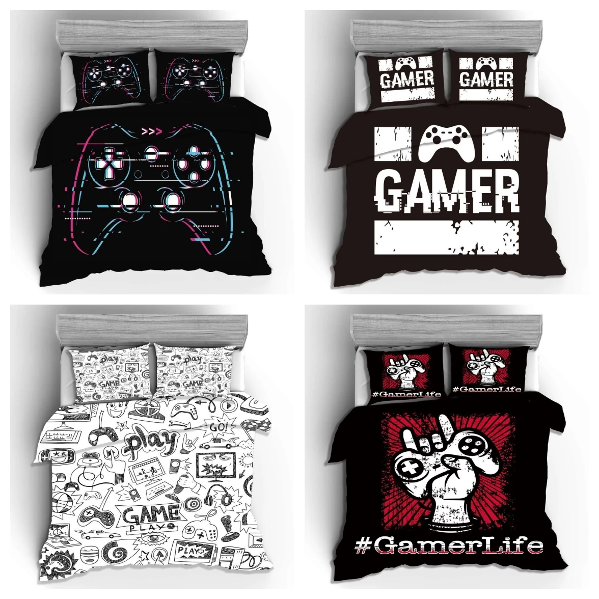 

3d Digital Gamer Bedding Set Quilt Cover With Pillowcases Twin 2/3Pcs Video Game Comforter Cover Full Queen King Double Size