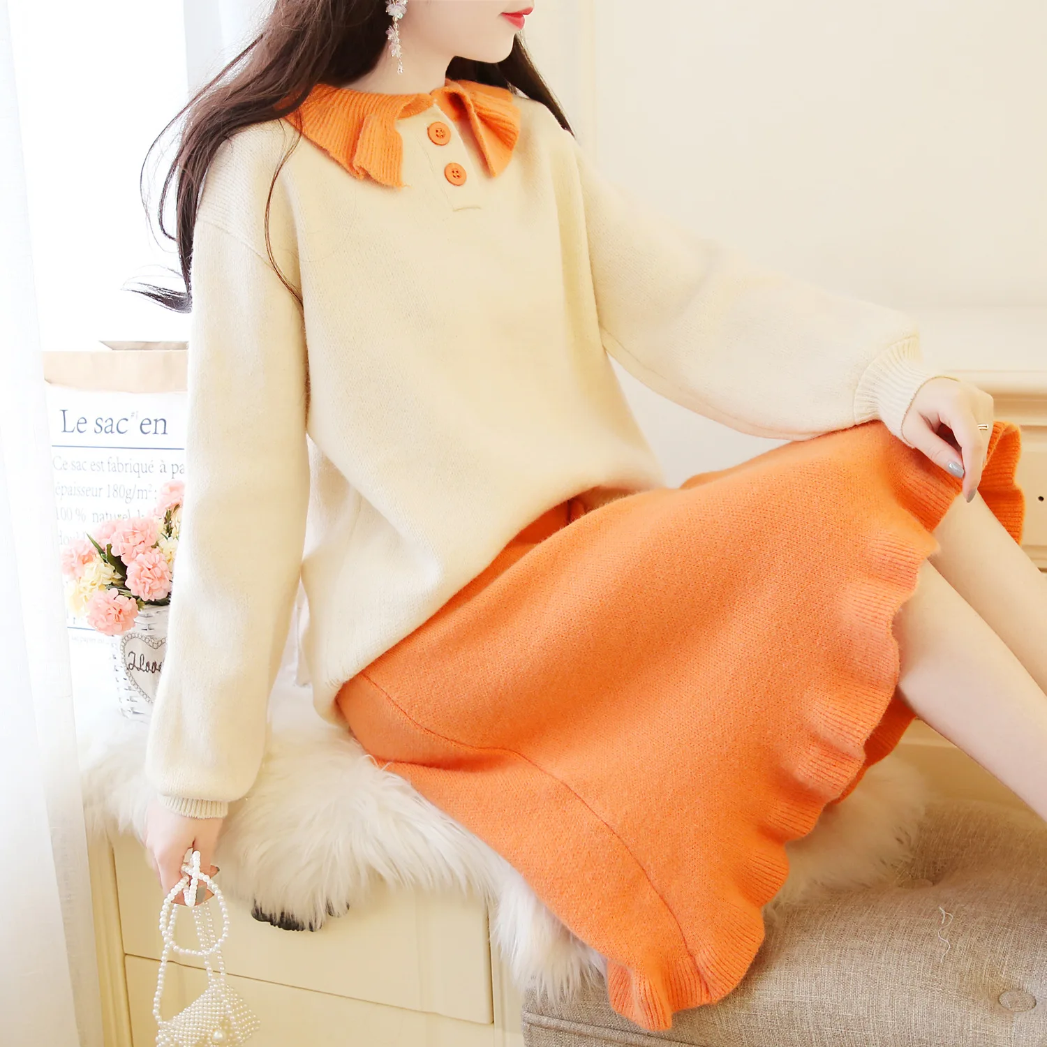 Sweater with Skirt WOMEN'S Suit 2019 Autumn And Winter Korean-style Loose-Fit Students Knitted + Skirt Two-Piece Set
Sweater with Skirt WOMEN'S Suit 2019 Autumn And Winter Korean-style Loose-Fit Students Knitted + Skirt Two-Piece Set