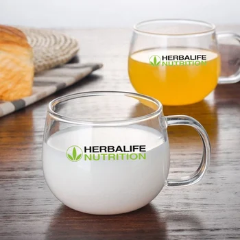 

ins 400ml Herbalife nutrition heat resistant can glass water cup creative ice coffee coke cup milk juice cup square mouth cup