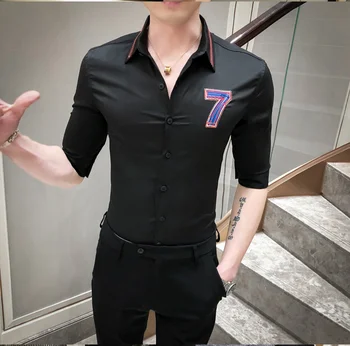 Men's Shirts Number Embroidery Design Middle Sleeve Top Male Simple Solid Color Lapel Blouse Summer New Arrival
Men's Shirts Number Embroidery Design Middle Sleeve Top Male Simple Solid Color Lapel Blouse Summer New Arrival