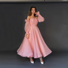 Elegant Pink Tulle Evening Dress With Long Sleeves Ankle Length Scalloped Neck Vintage Prom Dress Vestido De Novia 2021 A Line
Elegant Pink Tulle Evening Dress With Long Sleeves Ankle Length Scalloped Neck Vintage Prom Dress Vestido De Novia 2021 A Line