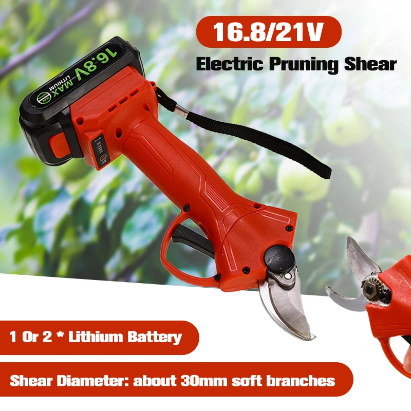 Cordless Pruner 16.8/21V Lithium-ion Pruning Shear Efficient Fruit Tree Bonsai Pruning Electric Tree Branches Cutter Landscaping
Cordless Pruner 16.8/21V Lithium-ion Pruning Shear Efficient Fruit Tree Bonsai Pruning Electric Tree Branches Cutter Landscaping