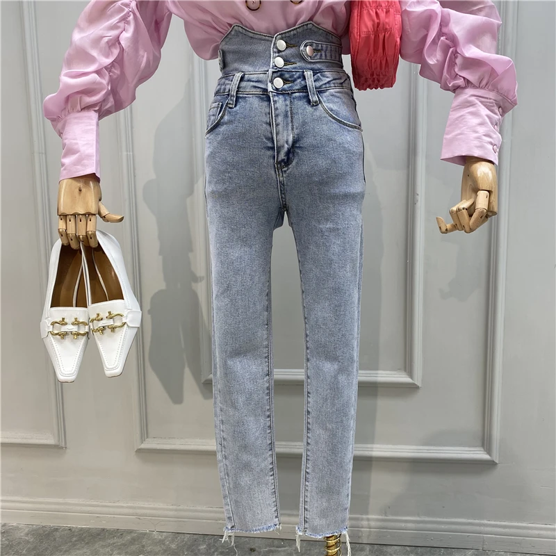 Elasticity Slim Fit Skinny Jeans Woman 2020 Spring and Summer New Style Irregular Three Buckles High Waist Pencil Pants Jeans
Elasticity Slim Fit Skinny Jeans Woman 2020 Spring and Summer New Style Irregular Three Buckles High Waist Pencil Pants Jeans