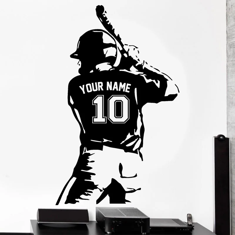 

Personalized Sport Baseball Player Name & NO. Wall Sticker Vinyl Home Decor Room Playroom Bedroom Decals Mural Wallpaper 4755