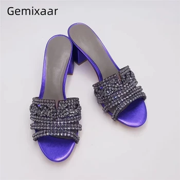 Genuine Leather Spring Summer Runway Shoes Woman Med Heel Sexy Open Toes Jeweled Rhinestone Slip-on Slippers Women
Genuine Leather Spring Summer Runway Shoes Woman Med Heel Sexy Open Toes Jeweled Rhinestone Slip-on Slippers Women
