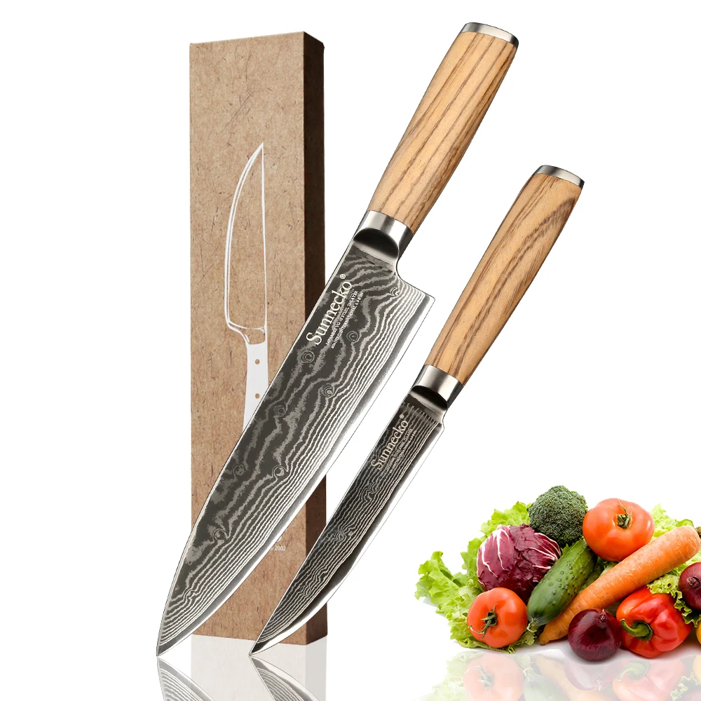 SUNNECKO Professional 2PCS Kitchen Knives Set Damascus Steel Chef Utility Knife Japanese VG10 Core Blade Original Wood Handle
SUNNECKO Professional 2PCS Kitchen Knives Set Damascus Steel Chef Utility Knife Japanese VG10 Core Blade Original Wood Handle
