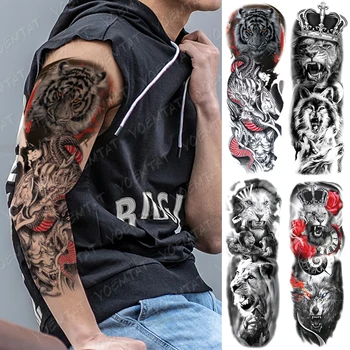 Large Arm Sleeve Tattoo Bloody Tiger Dragon Waterproof Temporary Tatto Sticker Wolf Lion Body Art Full Fake Tatoo Women Male
Large Arm Sleeve Tattoo Bloody Tiger Dragon Waterproof Temporary Tatto Sticker Wolf Lion Body Art Full Fake Tatoo Women Male