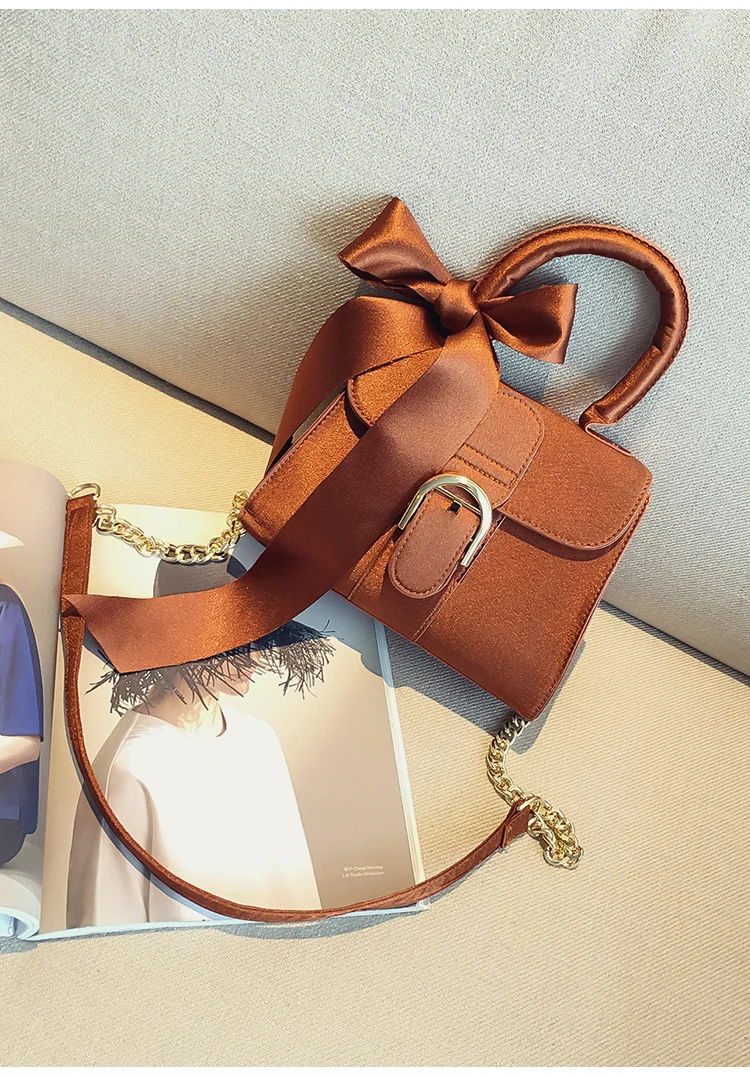 Top-handle bags women handbag chain bags new fashion European style velvet wild bow portable crossbody bags for women