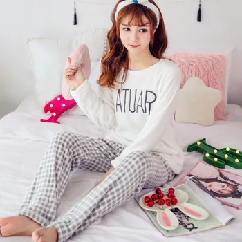 Jaycosin Sleepwear Women Long Sleeve Flannel Shirt Pant Pajama Sleepwear Nightwear Sets Clothes Causal Nightie Wedding Ladies
Jaycosin Sleepwear Women Long Sleeve Flannel Shirt Pant Pajama Sleepwear Nightwear Sets Clothes Causal Nightie Wedding Ladies