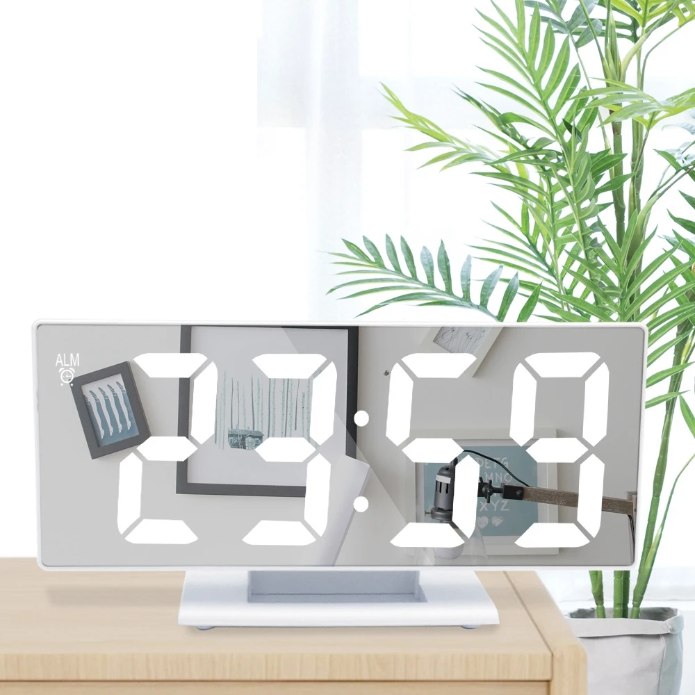 Цифровой будильник светодиодные зеркальные электронные часы большие цифровые с