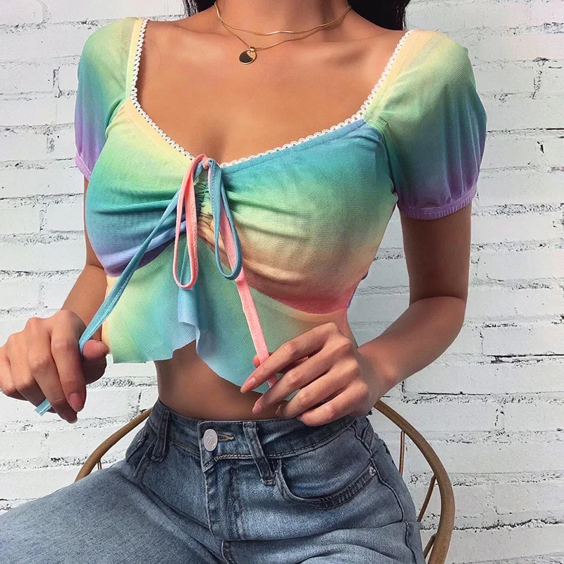 VinStudio 2020New INS hot selling Color Gradient Girls TOP Wrinkle Navel Exposing Short Summer Shirt Chest-hugging Sexy Clothing
VinStudio 2020New INS hot selling Color Gradient Girls TOP Wrinkle Navel Exposing Short Summer Shirt Chest-hugging Sexy Clothing