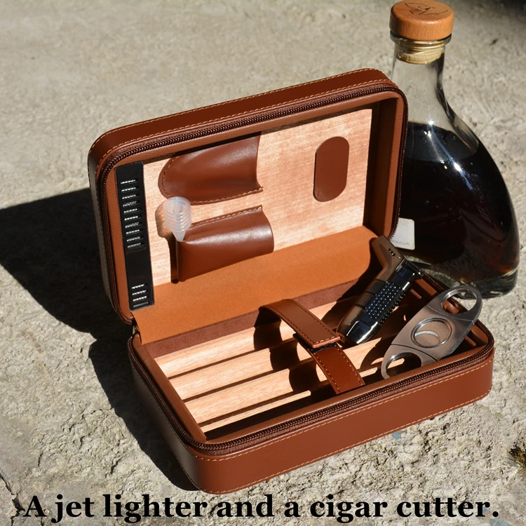 brown woven grain travel cigar humidor cohiba fit