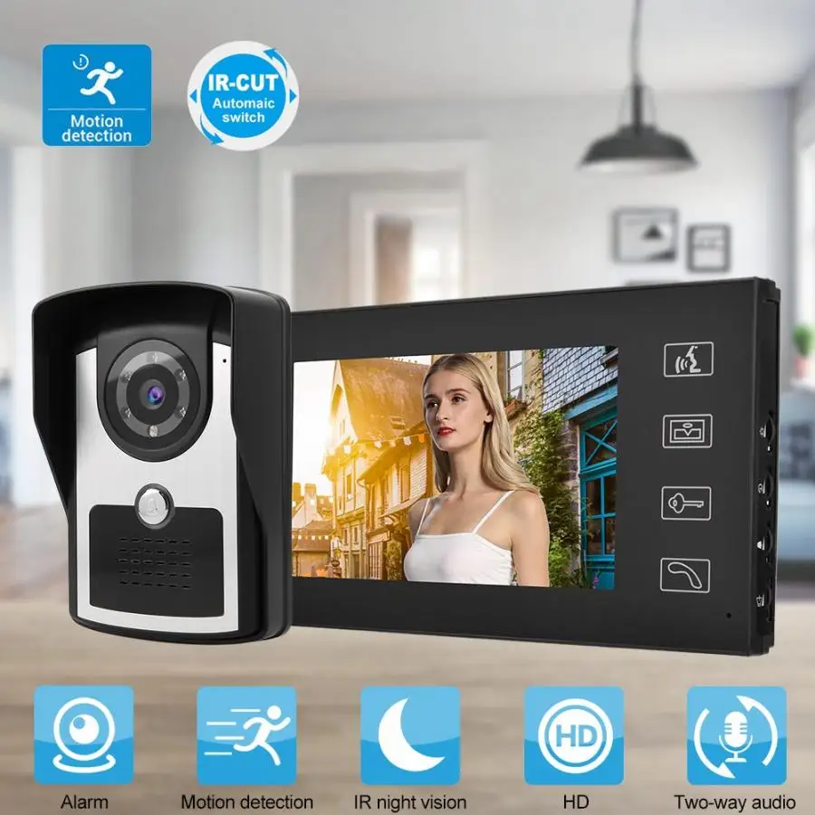 Motion Sensor Bell 7in Wired Video Intercom Doorphone Access Door Camera with 4G Memory Card 110-240V
Motion Sensor Bell 7in Wired Video Intercom Doorphone Access Door Camera with 4G Memory Card 110-240V