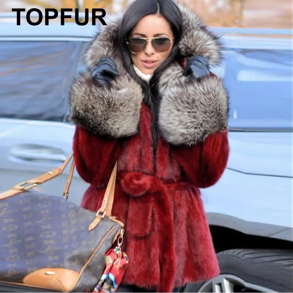 TOPFUR Winter Real Fur Coat Women Real Natural Mink Fur Coats With Belt Full Sleeves Fox Fur Coats With Fur Hood Customized
TOPFUR Winter Real Fur Coat Women Real Natural Mink Fur Coats With Belt Full Sleeves Fox Fur Coats With Fur Hood Customized