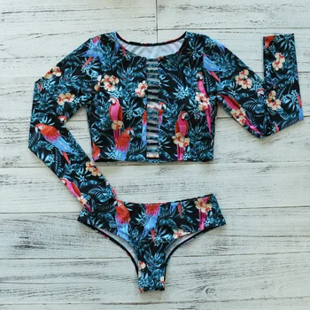 2020 New Sexy Long Sleeve Bikinis Women Swimsuit Green Leaves Print Bathing Suits Beachwear Brazilian Bikini Set Biquini Female
2020 New Sexy Long Sleeve Bikinis Women Swimsuit Green Leaves Print Bathing Suits Beachwear Brazilian Bikini Set Biquini Female