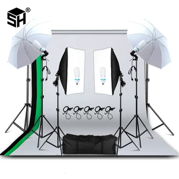 Professional Photography Lighting Equipment Kit Soft Light Umbrella Softbox Holder Light Bulbs Socket Backdrops Photo Studio Kit
Professional Photography Lighting Equipment Kit Soft Light Umbrella Softbox Holder Light Bulbs Socket Backdrops Photo Studio Kit