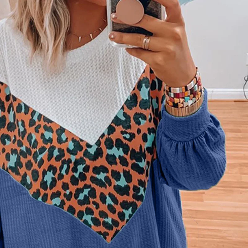 New leopard women's t-shirts casual loose long sleeve t-shirts o-neck pullover blue fashion top female
New leopard women's t-shirts casual loose long sleeve t-shirts o-neck pullover blue fashion top female