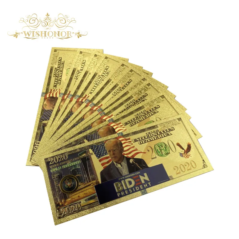 1000pcs/lot New America Biden Banknotes 2020 Dollar Banknote in 24k Gold Plated Fake Money Gold Plated Business Gift
1000pcs/lot New America Biden Banknotes 2020 Dollar Banknote in 24k Gold Plated Fake Money Gold Plated Business Gift