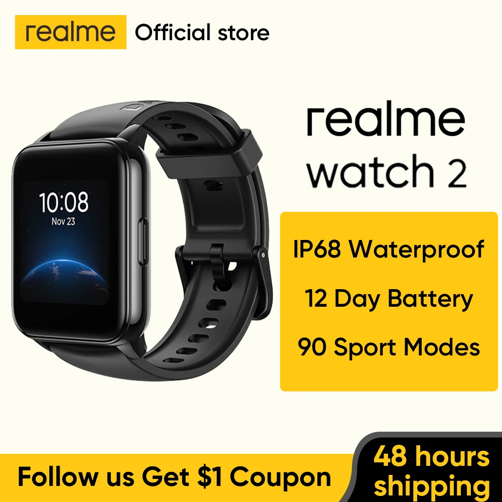 Смарт-часы realme Watch 2 90 спортивных режимов 12 дней без подзарядки с пульсометром и