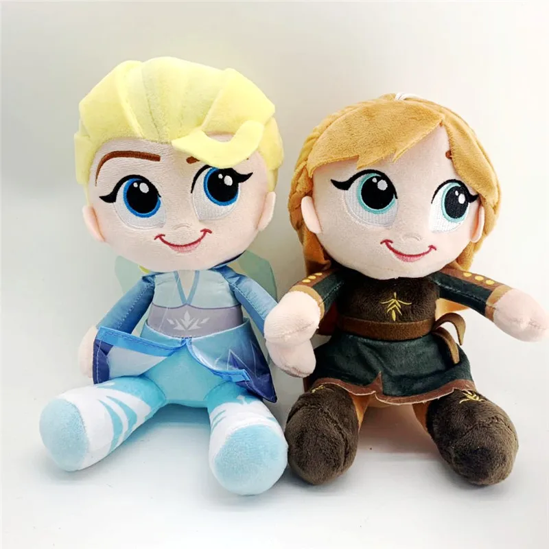 New Princess Anna Elsa plush Dolls Movie Cartoon Childhood Young Anna Elsa Stuffed Peluche Toys Kids Girls Cosplay Gift 20cm 2pcslot (4)