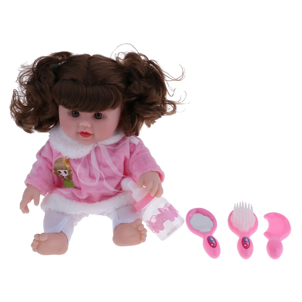 30cm Speaking Newborn Girl Doll w/ Backpack Nursing Bottle Mirror Kids Gift Pink 30cm Speaking Newborn Girl Doll w/ Backpack Nursing Bottle Mirror Kids Gift Pink