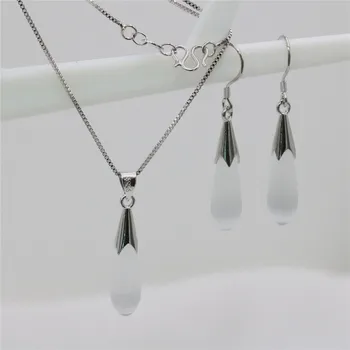 New Fashion Natural White Opal Cat's Eye Copper Silvers Jewelry Set Necklace Earrings 7x30mm Waterdrop Pendant Woman Gift 18inch
New Fashion Natural White Opal Cat's Eye Copper Silvers Jewelry Set Necklace Earrings 7x30mm Waterdrop Pendant Woman Gift 18inch