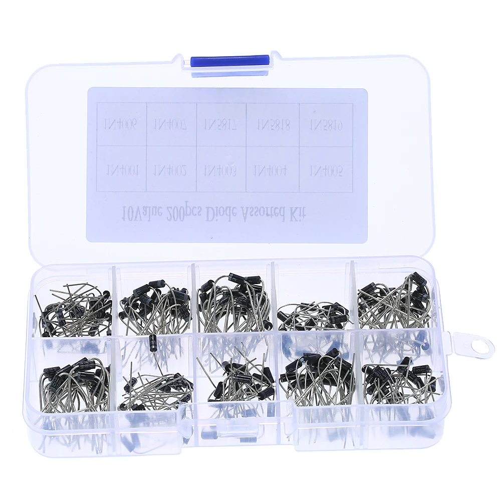 200pcs 10 Values Rectifier Diode Assorted Kit with Clear Box 1N4001~1N4007 & 1N5817~1N5819 with Clear Plastic Box
200pcs 10 Values Rectifier Diode Assorted Kit with Clear Box 1N4001~1N4007 & 1N5817~1N5819 with Clear Plastic Box