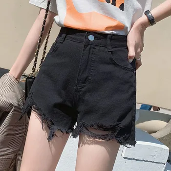 2020 Summer New Youth Popular Solid Color High Waist Was Thin Hole Fashion Casual Wide Leg Denim Shorts Black / Grey 26-32
2020 Summer New Youth Popular Solid Color High Waist Was Thin Hole Fashion Casual Wide Leg Denim Shorts Black / Grey 26-32