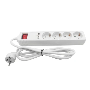 EU Plug Socket Power Strip With Switch 4 Outlets 2USB Charger Adapter Multi Electric Extension Socket Cord Cable 1.5M
EU Plug Socket Power Strip With Switch 4 Outlets 2USB Charger Adapter Multi Electric Extension Socket Cord Cable 1.5M