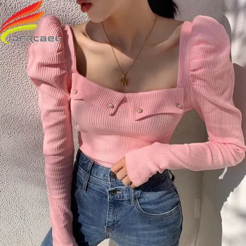 Long Puff Sleeve Sweet Sweater Women 2020 New Arrivals Gray Black White Pink Square Collar Knitted Sweaters And Pullovers Women
Long Puff Sleeve Sweet Sweater Women 2020 New Arrivals Gray Black White Pink Square Collar Knitted Sweaters And Pullovers Women