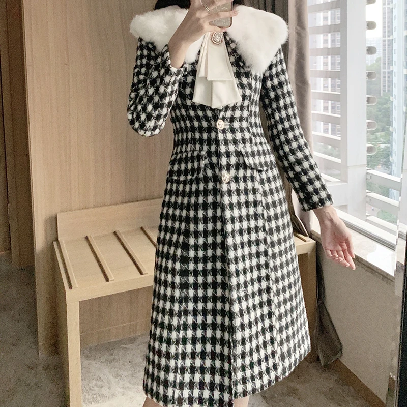HIGH STREET 2019 Новое модное дизайнерское зимнее пальто женское клетчатое шерстяное