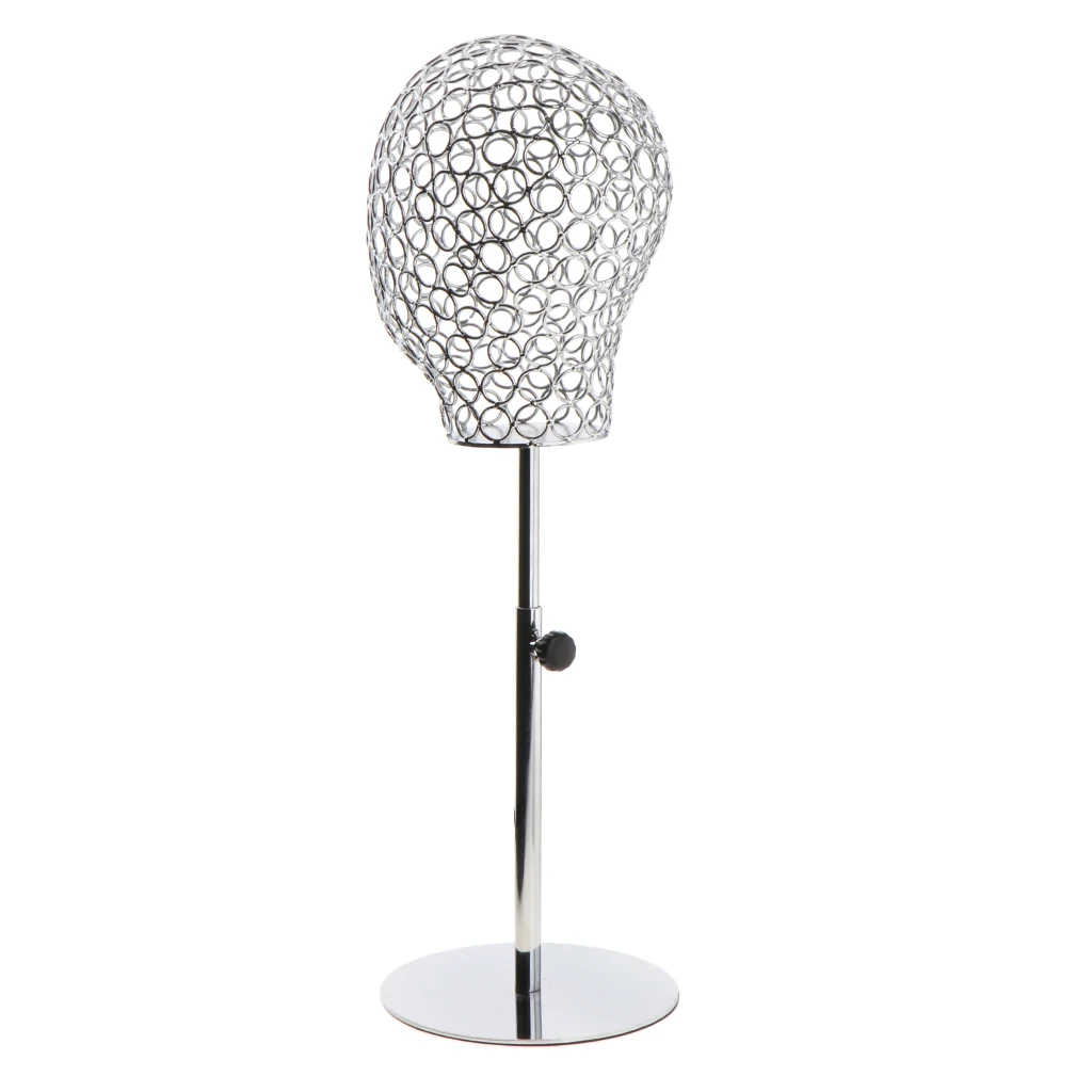 Adjustable Height Metal Mannequin Head Hat Caps Stand Display Rack Hair Wigs Holder Silver Adjustable Height Metal Mannequin Head Hat Caps Stand Display Rack Hair Wigs Holder Silver