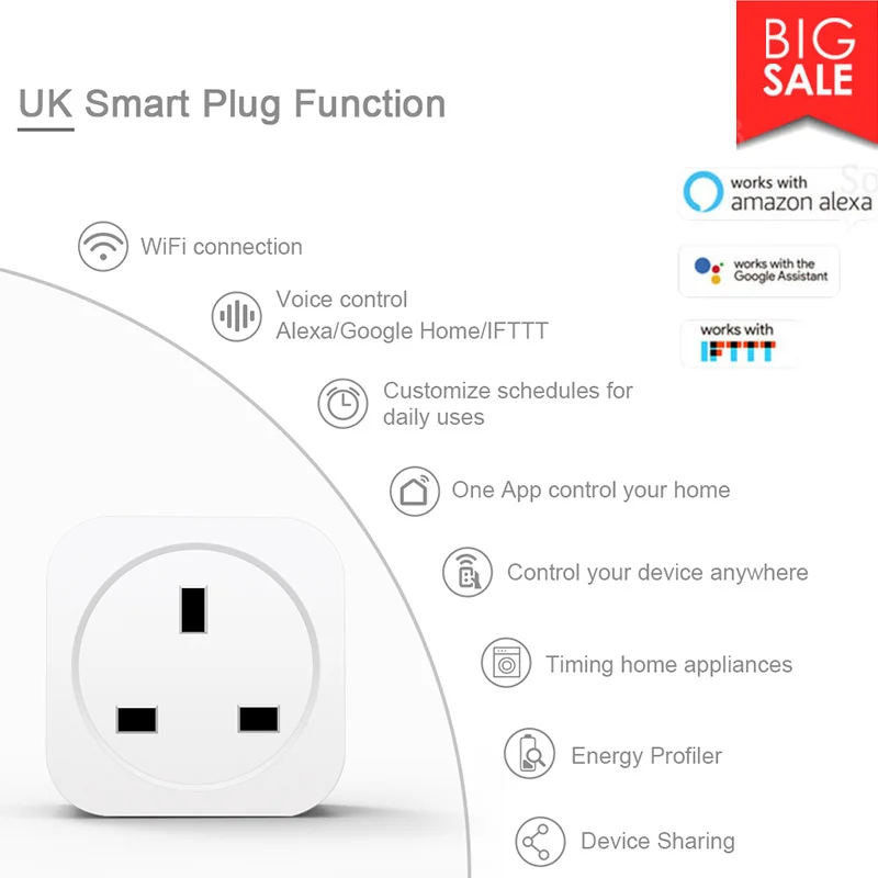 Smart Home Wireless WiFi Plug Power Switch Socket Smart Timer Plug ,for Amazon Alexa Google Home Smart Life IFTTT Smart Socket
Smart Home Wireless WiFi Plug Power Switch Socket Smart Timer Plug ,for Amazon Alexa Google Home Smart Life IFTTT Smart Socket