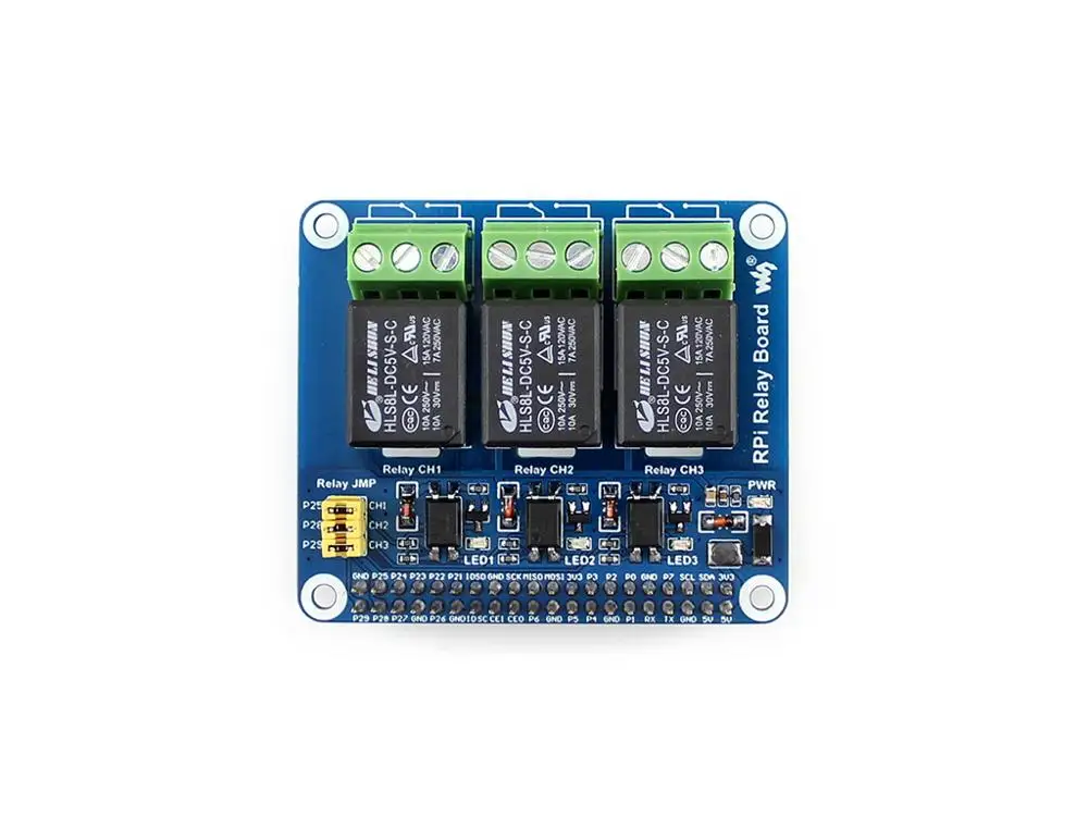 RPi Relay Board Board Supports Raspberry Pi series boards gives your Pi ability to control high voltage/high current devices 
RPi Relay Board Board Supports Raspberry Pi series boards gives your Pi ability to control high voltage/high current devices