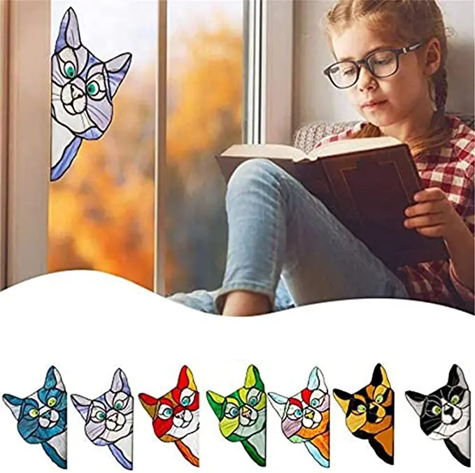7 PACK Peeking Cat Stained Glass Window Hanging Cat Stain Glass Sticker 3D Cute Pet Sticker Decals for Window Funny Cat Decor
7 PACK Peeking Cat Stained Glass Window Hanging Cat Stain Glass Sticker 3D Cute Pet Sticker Decals for Window Funny Cat Decor
