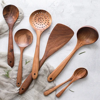 7PCS Natural Solid Wooden Tableware High Temperature Resistant Spatula Housold Cooking Tool Spatula Rice Spoon Colander Kitchen
7PCS Natural Solid Wooden Tableware High Temperature Resistant Spatula Housold Cooking Tool Spatula Rice Spoon Colander Kitchen
