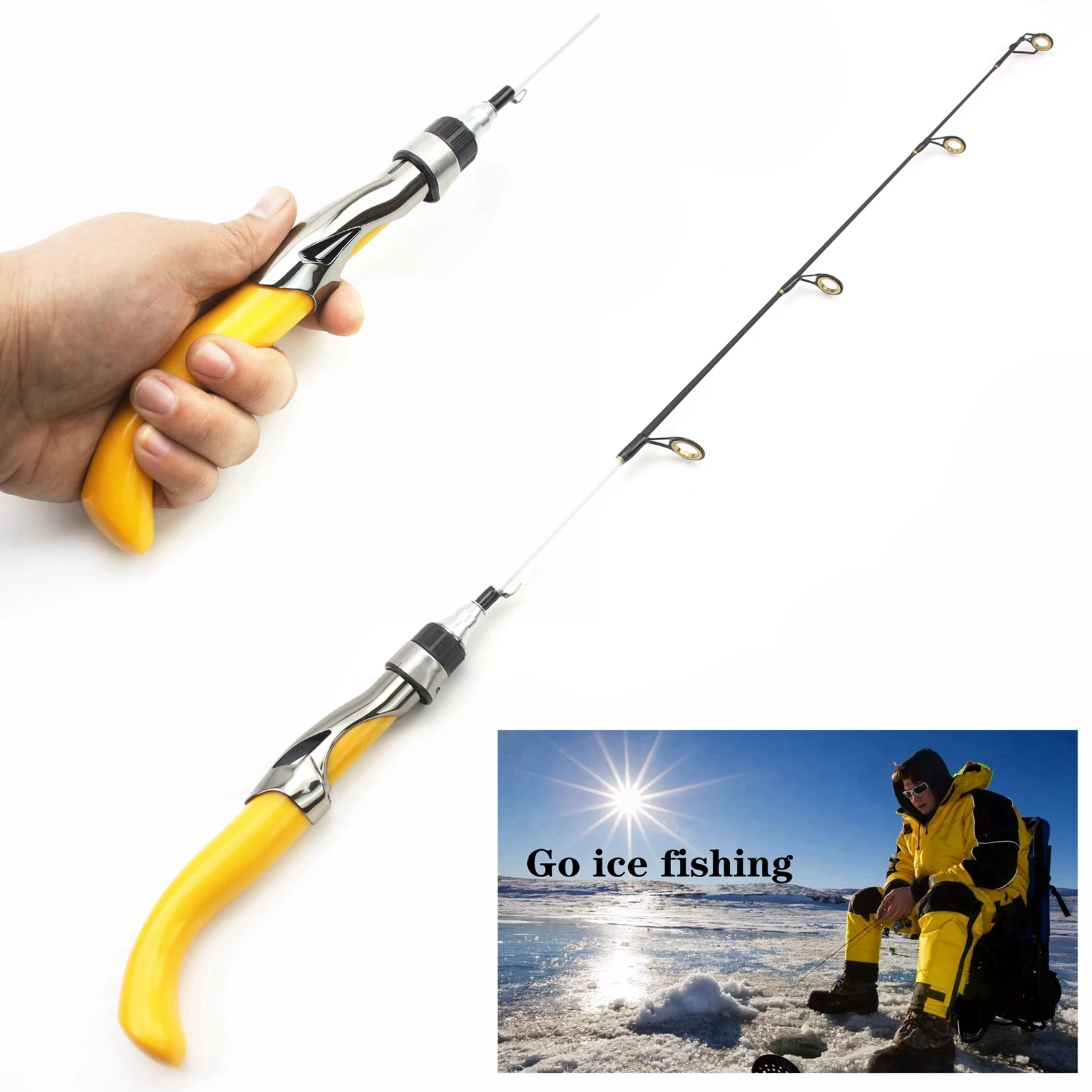 NEW 65cm Ice Fishing Rod Winter Curved Handle Fishing Rods Portable 2 Sections Ice Rod Spinning Pole Fashion Short Fishing
NEW 65cm Ice Fishing Rod Winter Curved Handle Fishing Rods Portable 2 Sections Ice Rod Spinning Pole Fashion Short Fishing
