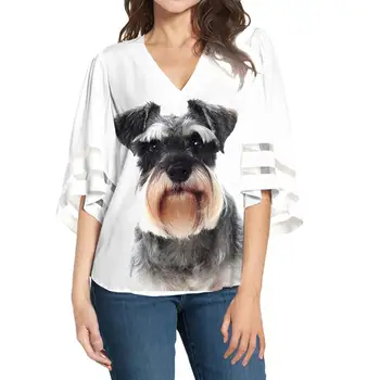 Ladies Tops And Blouses 2019 Women Chiffon Blouse Shirt Fun Schnauzer Dog Animal 3D Print Woman Blouses V-Neck Tops Plus Size 
Ladies Tops And Blouses 2019 Women Chiffon Blouse Shirt Fun Schnauzer Dog Animal 3D Print Woman Blouses V-Neck Tops Plus Size
